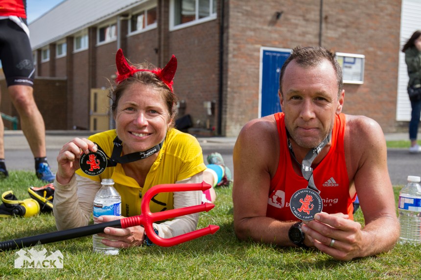South Downs Way Devil's Challenge Day 3 Anna & Mark laid